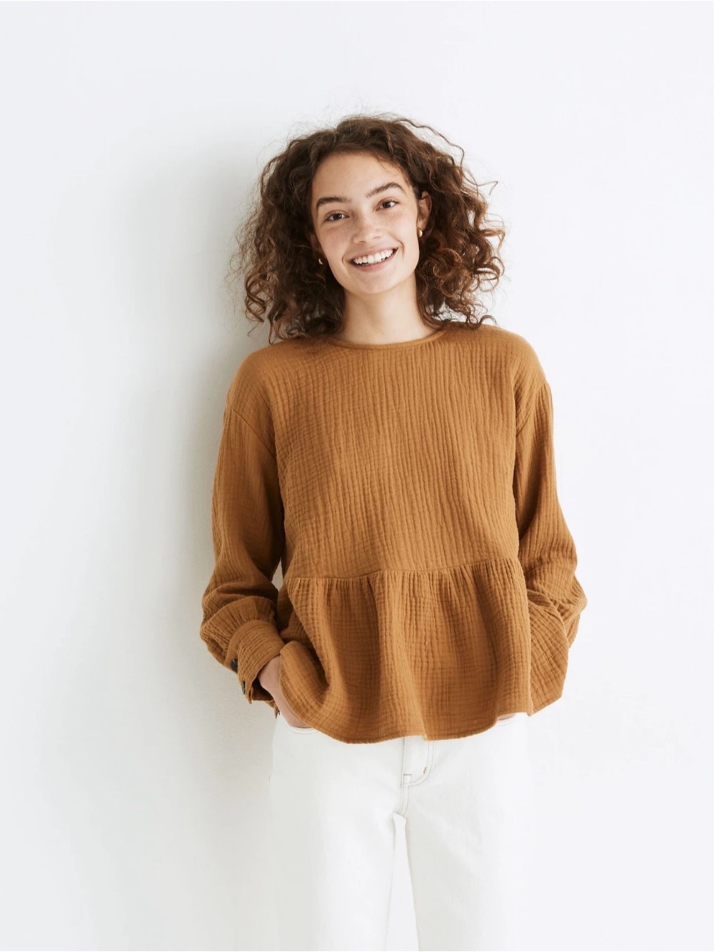 Madewell Button-Back Peplum Top